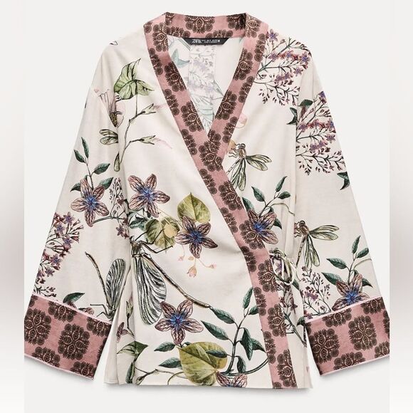 Zara floral print kimono shirt - Picture 4 of 7